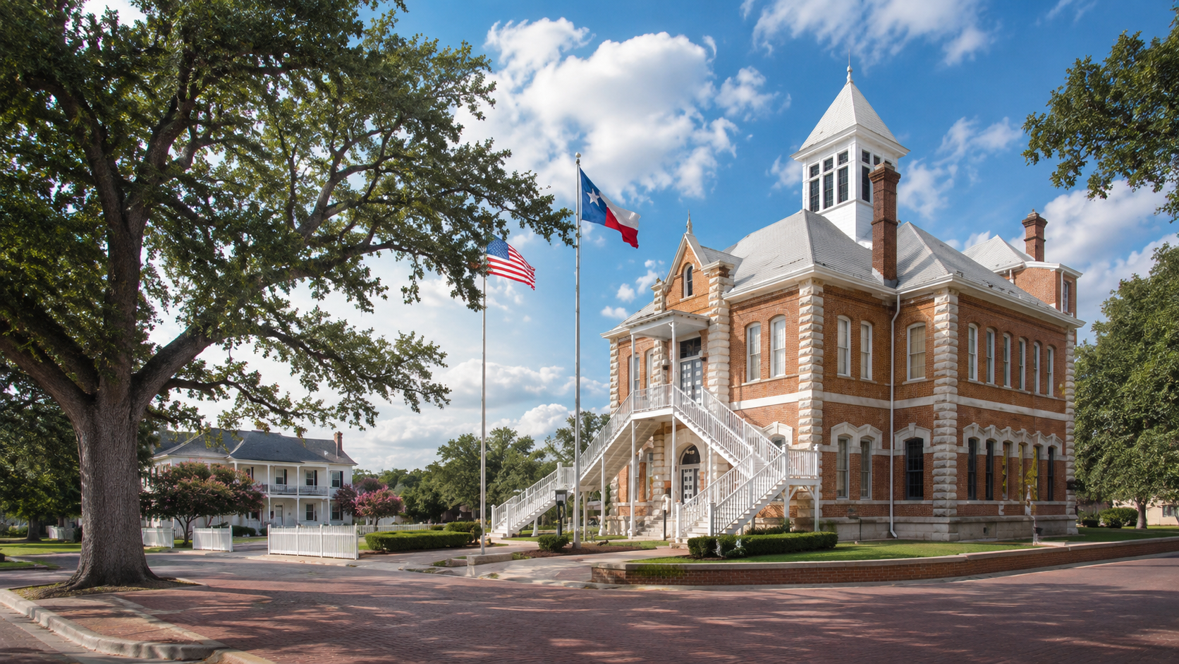 Historic Grimes County courthouse setting in Anderson Texas