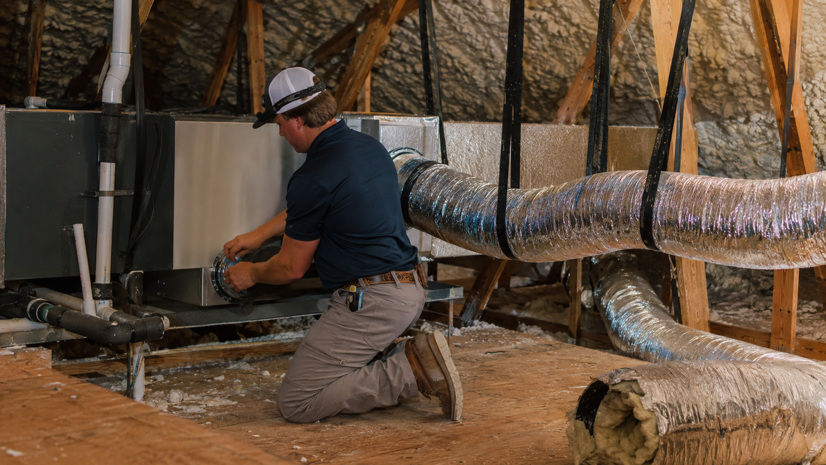 Malek HVAC professional inspecting residential ductwork